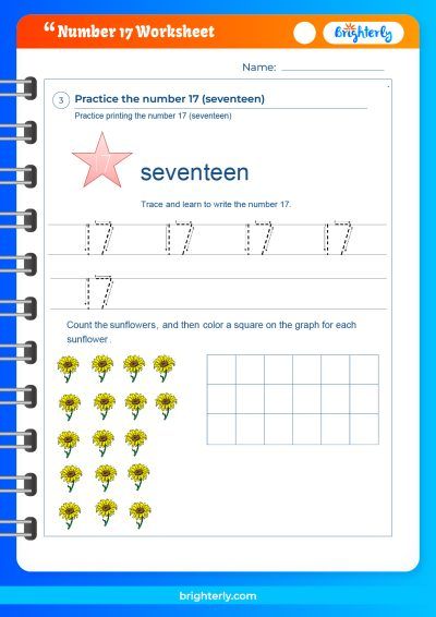 Number 17 Worksheets For Kindergarten