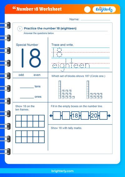 Number 18 Worksheets For Kindergarten