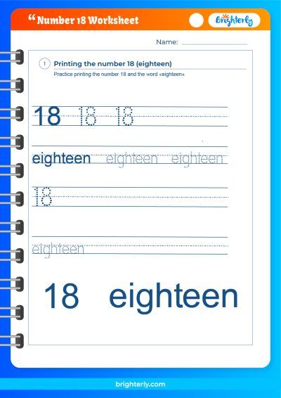 Number 18 Preschool Worksheet