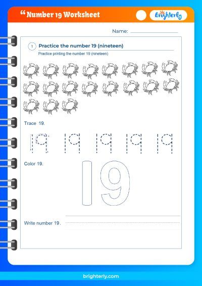 Number 19 Worksheets Free Printable