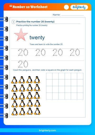 Number 20 Tracing Worksheets