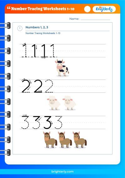 Number Tracing Worksheets 1-10