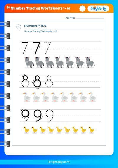 Tracing Numbers Worksheets 1 10