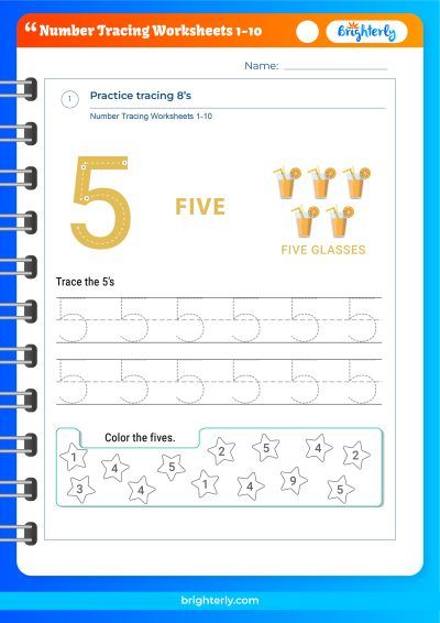 Printable Number Tracing Worksheets 1 10