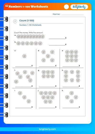 Printable Numbers 1-100 Worksheets