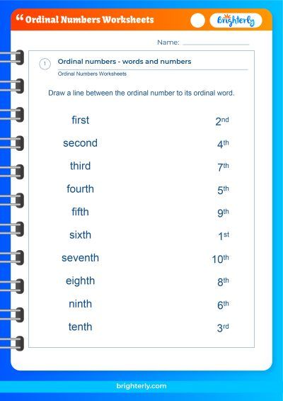 Free Ordinal Numbers Worksheet