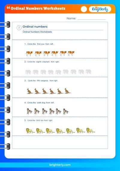 Worksheets Of Ordinal Numbers