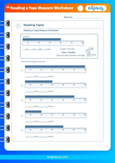 Reading Tape Measure Worksheet