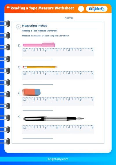 Measuring Tape Worksheet