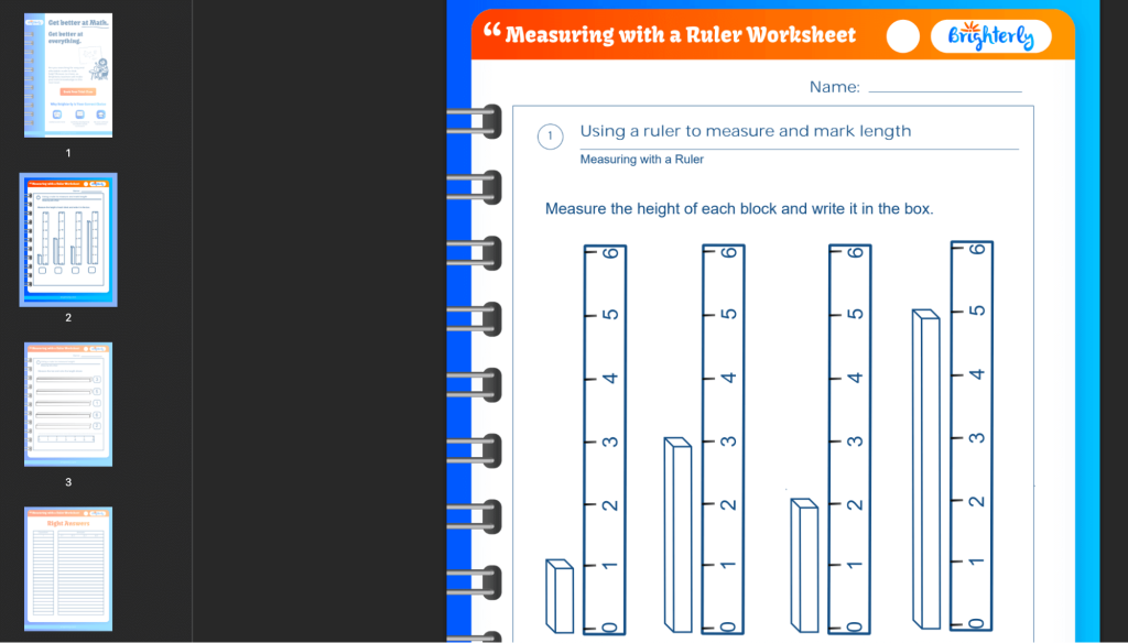 Reading a ruler worksheet: Examples