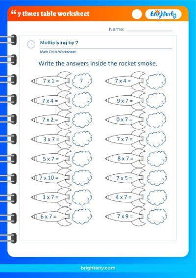 7 Multiplication Table Worksheet