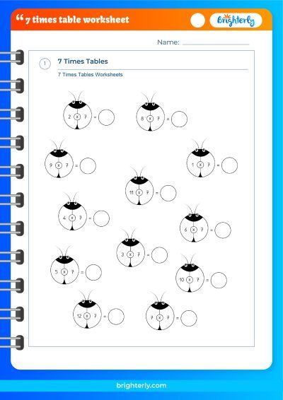 7 Times Tables Worksheet