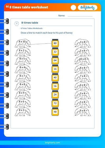 Multiplication Worksheets 8 Times Table