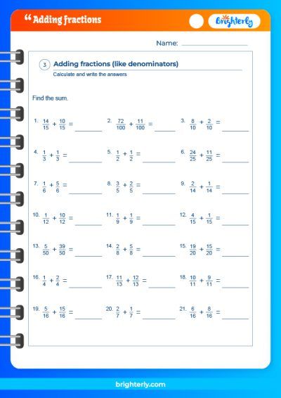 Adding Improper Fractions With Like Denominators Worksheets