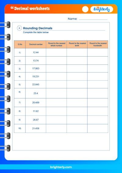 Decimal Worksheets PDF