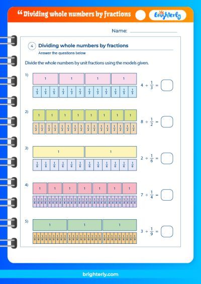 Whole Number Divided By Fraction Worksheet