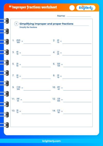 Improper Fraction Worksheets With Pictures