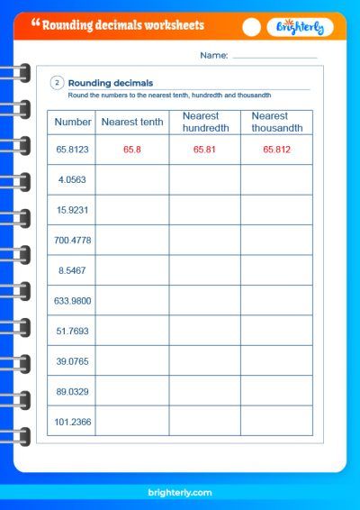 Round Decimals To The Nearest Tenth Worksheets