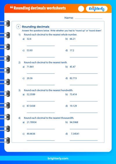 Rounding Decimals Worksheets With Answers