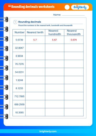 Rounding Decimals Worksheet Grade 5