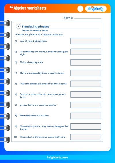 6th Grade Writing Algebraic Expressions Worksheet