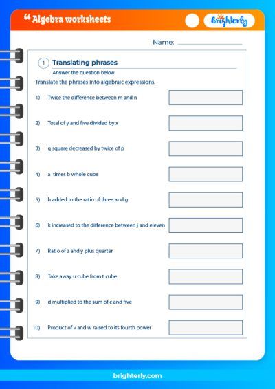 Algebraic Expressions Worksheet 6th Grade