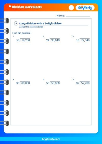 Long Division Worksheet Grade 6