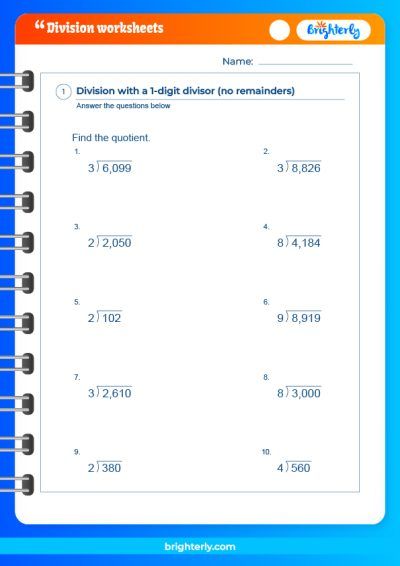 6th Grade Math Worksheets Division