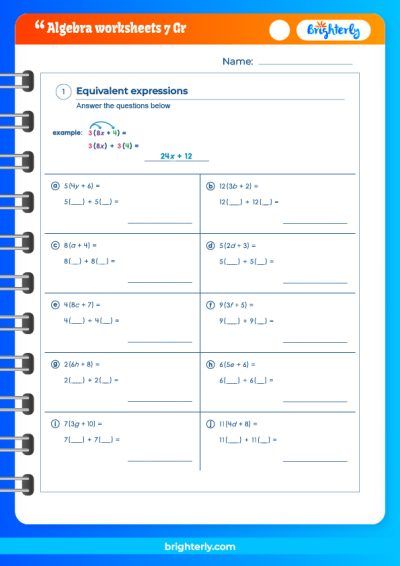 Pre Algebra 7th Grade Worksheets