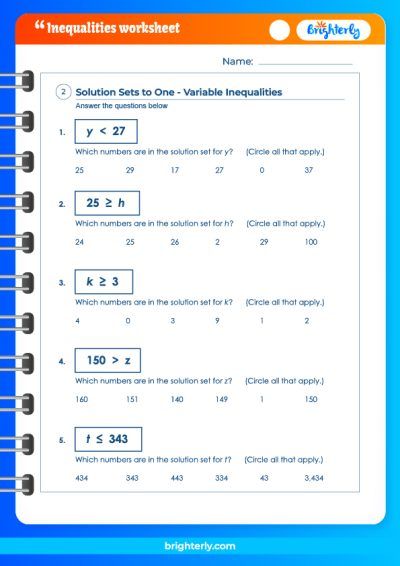 Equations And Inequalities Worksheet 7th Grade