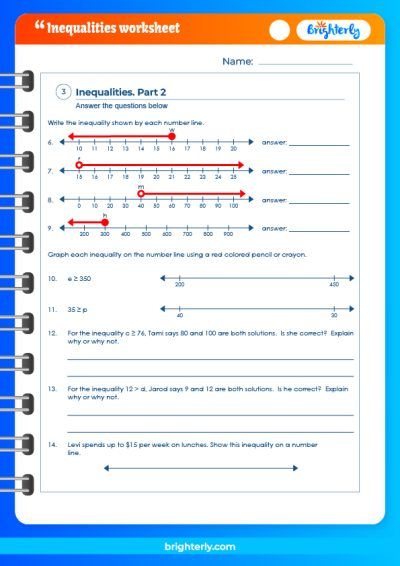 Inequalities Worksheet 7th Grade