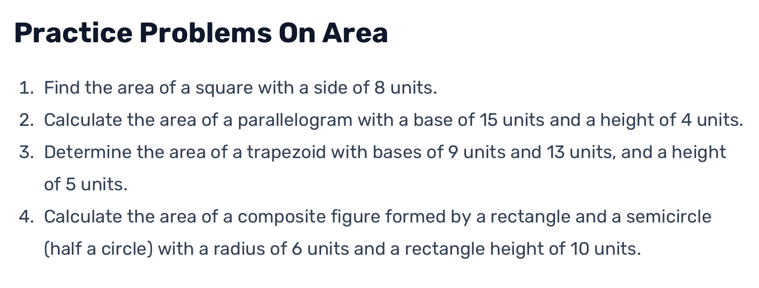 3rd grade area worksheet: Practice
