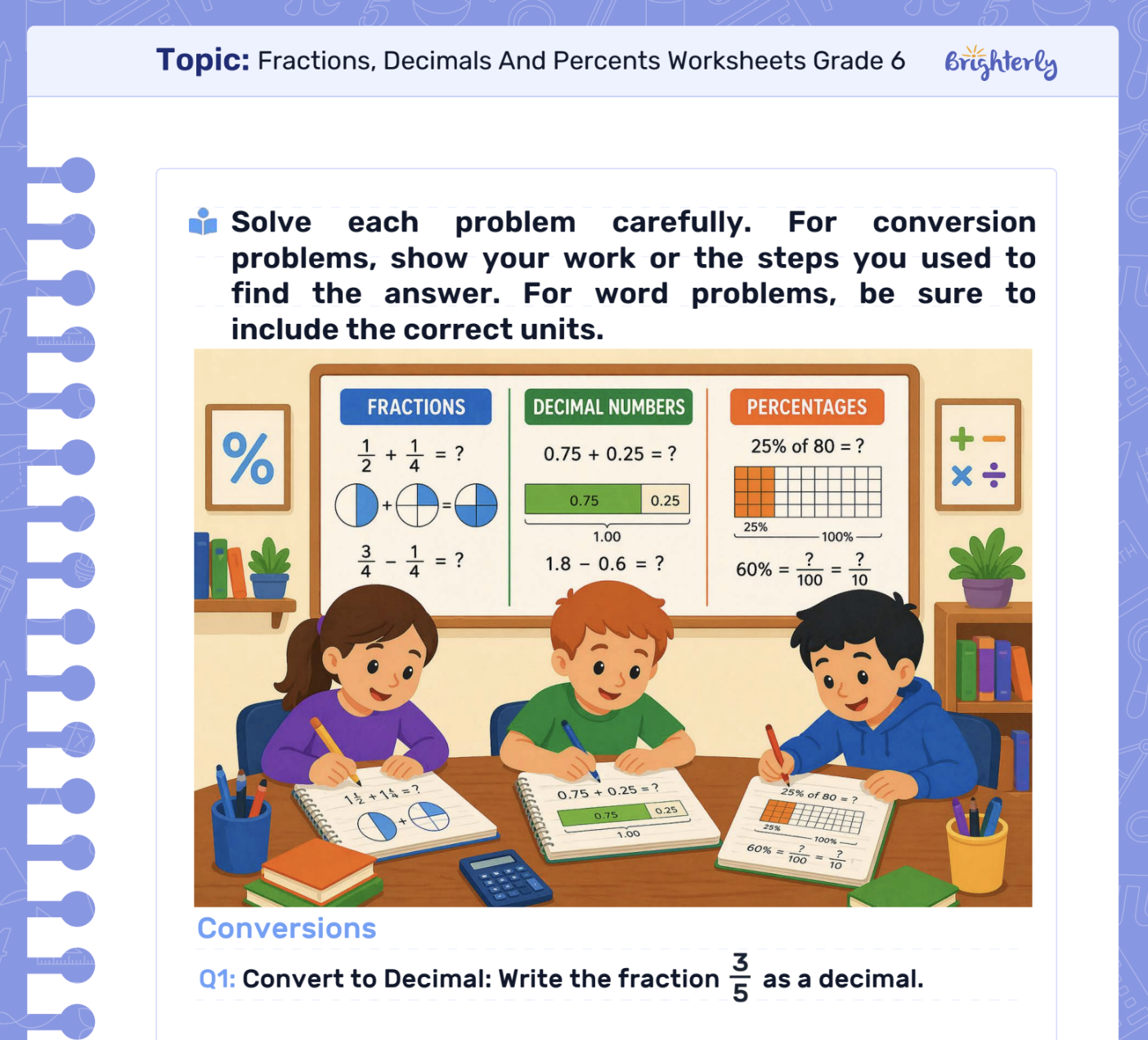 Worksheet examples by Brighterly