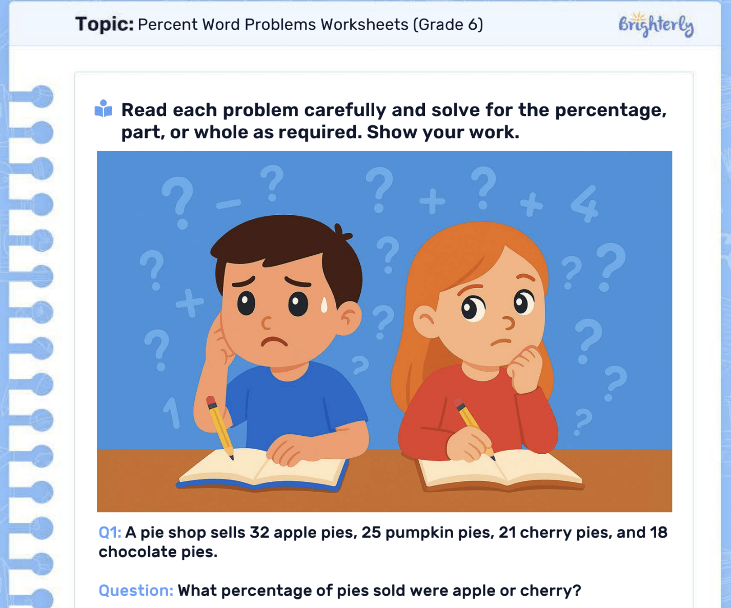 Percent Word Problems Worksheets