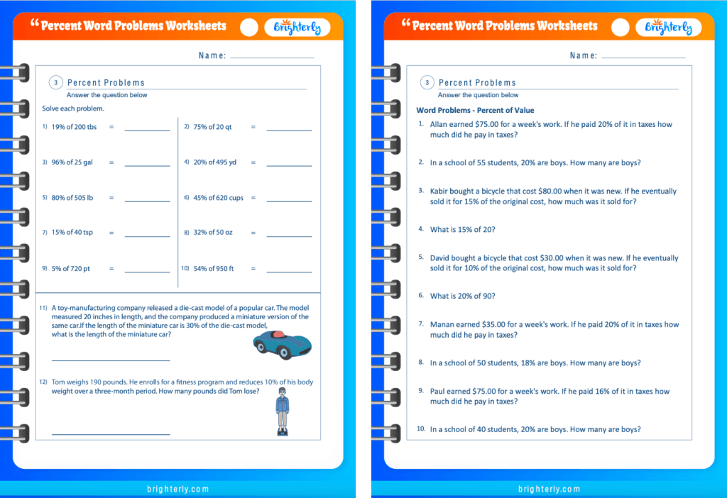 Percent word problems worksheets - worksheets