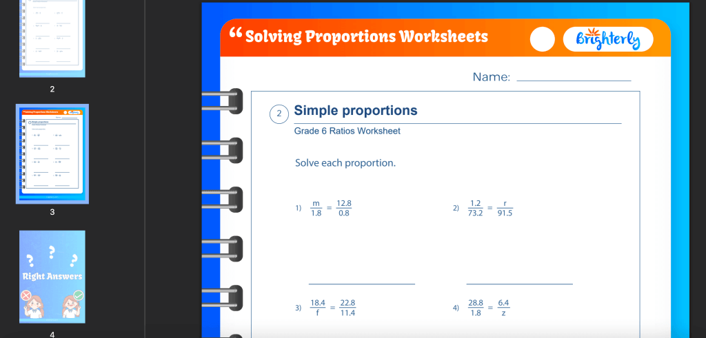 Proportion worksheets: Examples by Brighterly