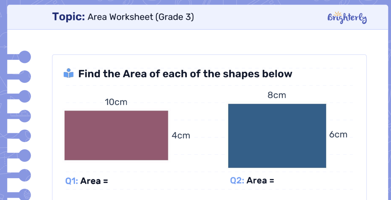 What is a 3rd grade area worksheet?