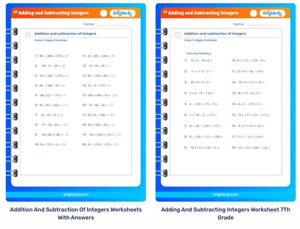 adding and subtracting integers