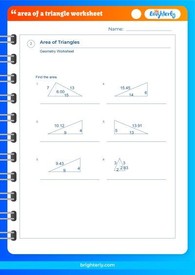 Finding Area Of A Triangle Worksheets