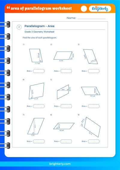 Finding The Area Of A Parallelogram Worksheet