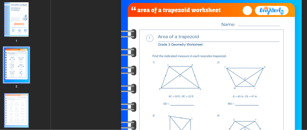 What is an area of trapezoid worksheet? Examples