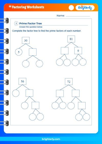 Factoring Worksheets