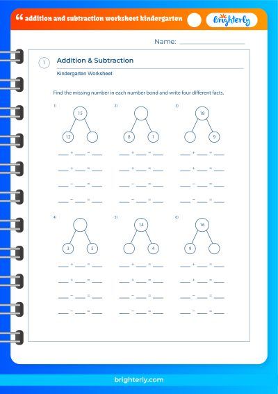 Adding And Subtracting Kindergarten Worksheets