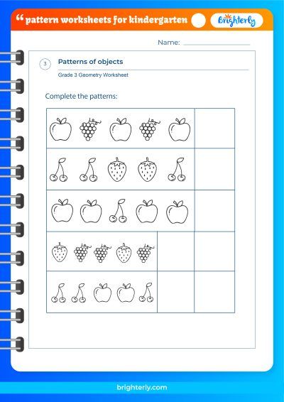 Pattern Worksheet Kindergarten