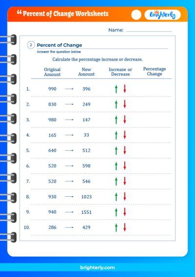 Percent Of Change Word Problems Worksheet With Answers