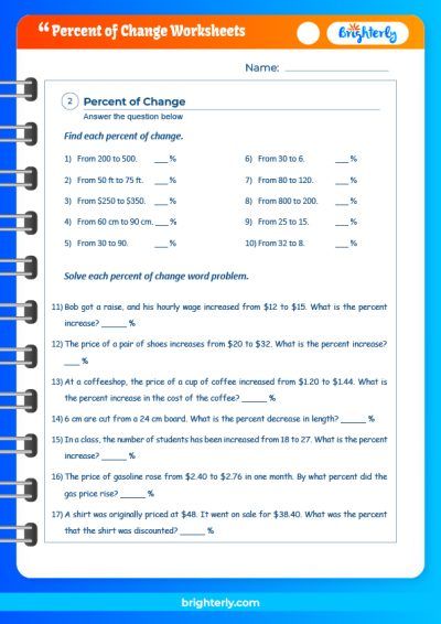 Percent Change Worksheets