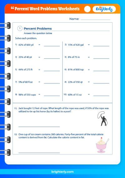 Percentage Word Problems Worksheets