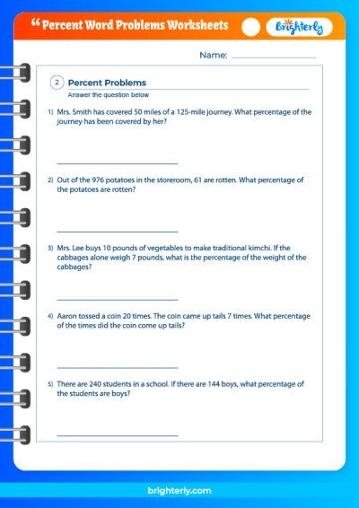 Percentage Word Problems Worksheets Grade 6