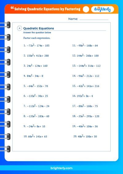 Solving Equations By Factoring Worksheet