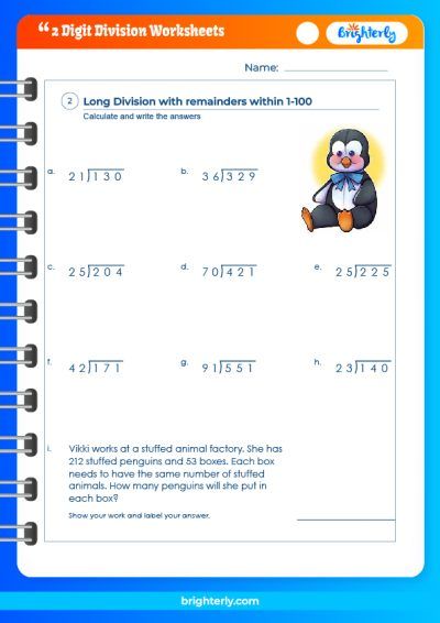 Dividing By 2-Digit Numbers Worksheet